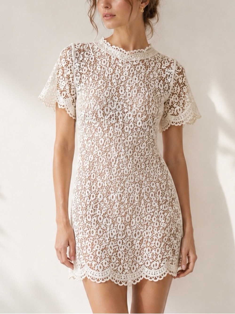 Vintage Jessica McClintock Sheer Lace Mini Dress